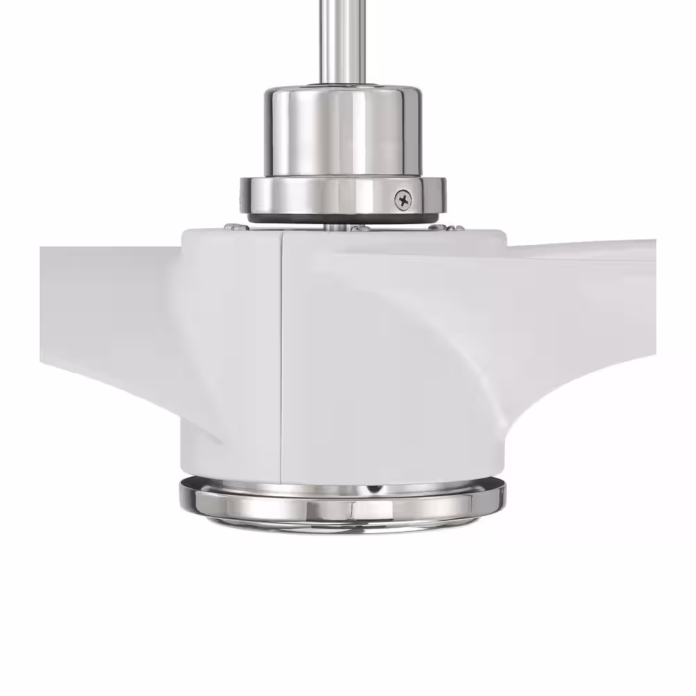 CRAFTMADE Phoebe 60 in. Indoor/Damp White and Polished Nickel Ceiling Fan with Smart Wi-Fi Enabled Remote and Integrated LED Light
