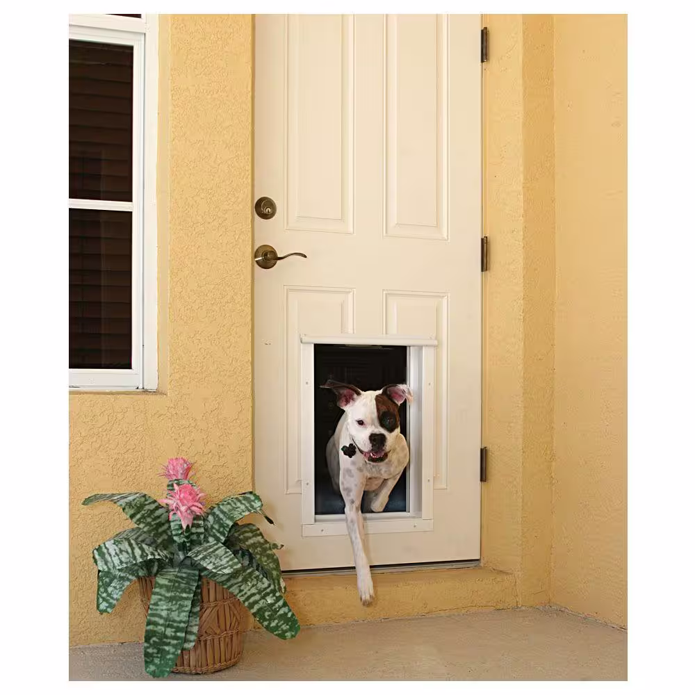 PlexiDor Performance Pet Doors 12.75 in. x 20 in. Large White Door Mount Electronic Dog Door