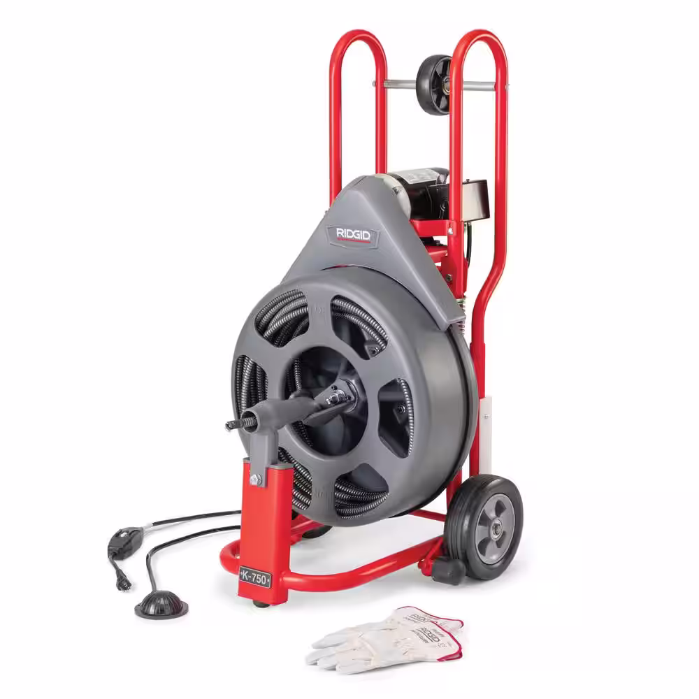 RIDGID K-750R Drain Cleaning Snake Auger Drum Machine with C-24 5/8 in. Integral Wound Cable