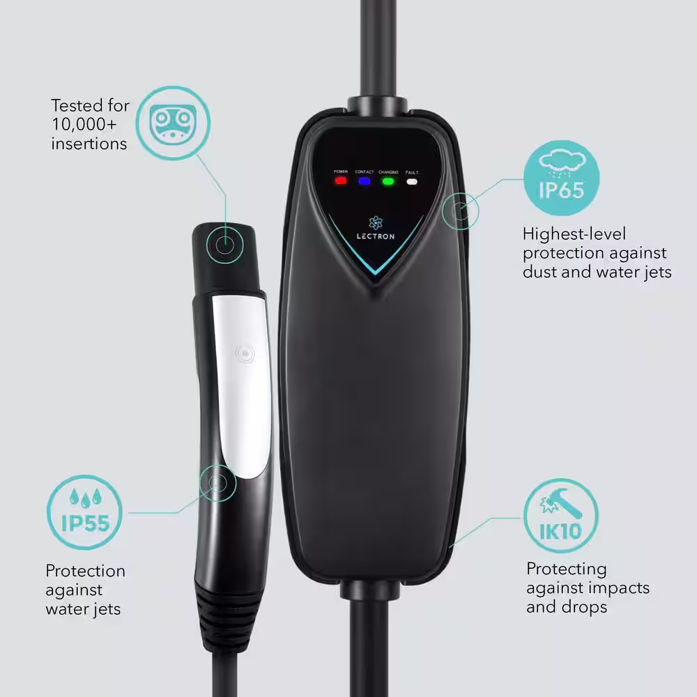 LECTRON Level 2 Tesla Charger - 240V, 40 Amp, NEMA 14-50 Plug, 16 ft Extension Cord - Portable Electric Car Charger for Tesla