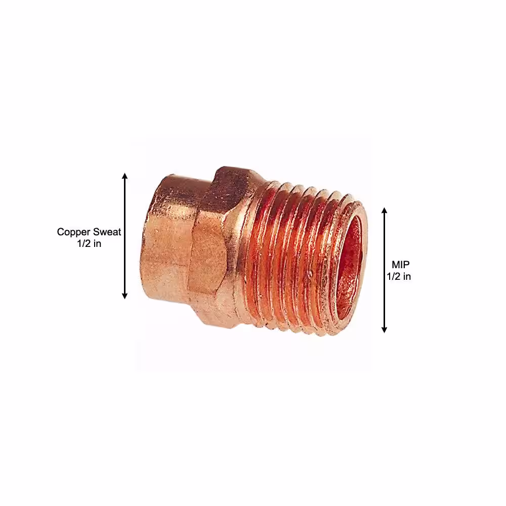 Everbilt 1/2 in. x 3/4 in. Copper Pressure Cup x MIP Male Adapter Fitting