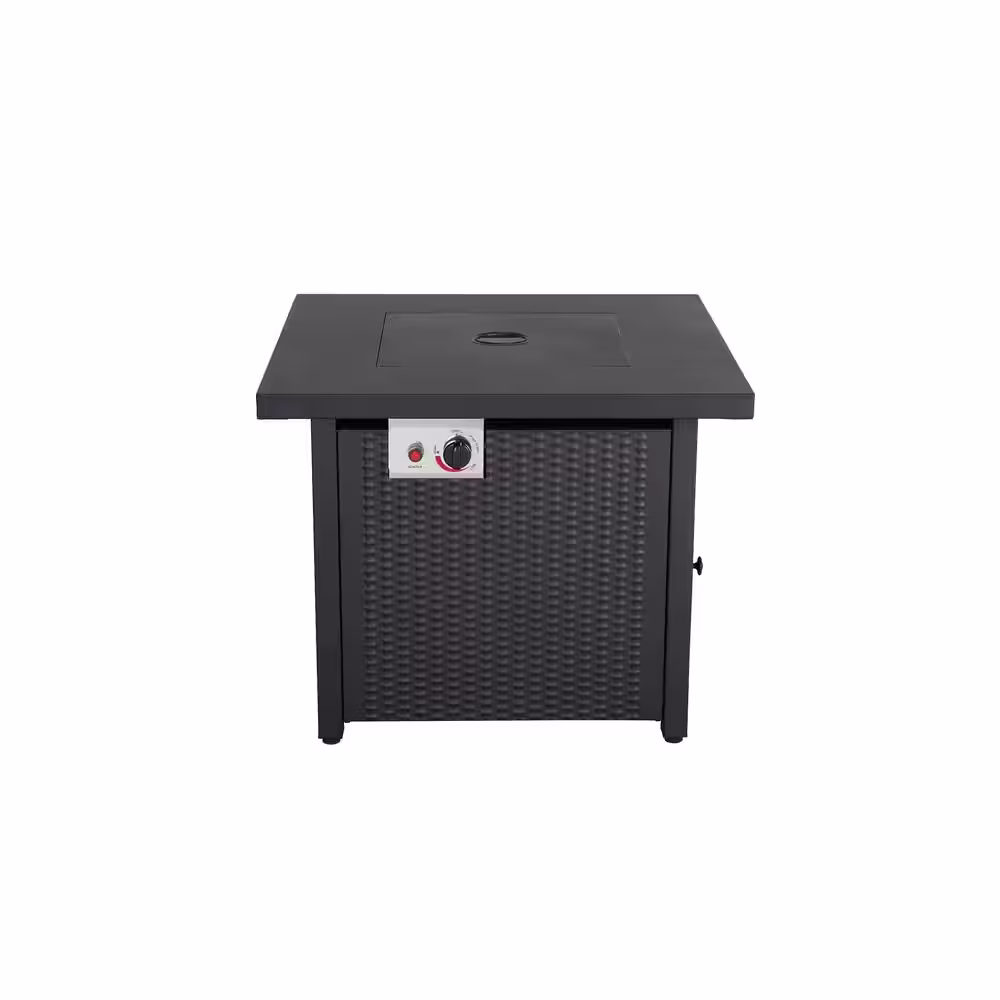 None 30 in. Iron Square Fire Pit Table with Table Lid