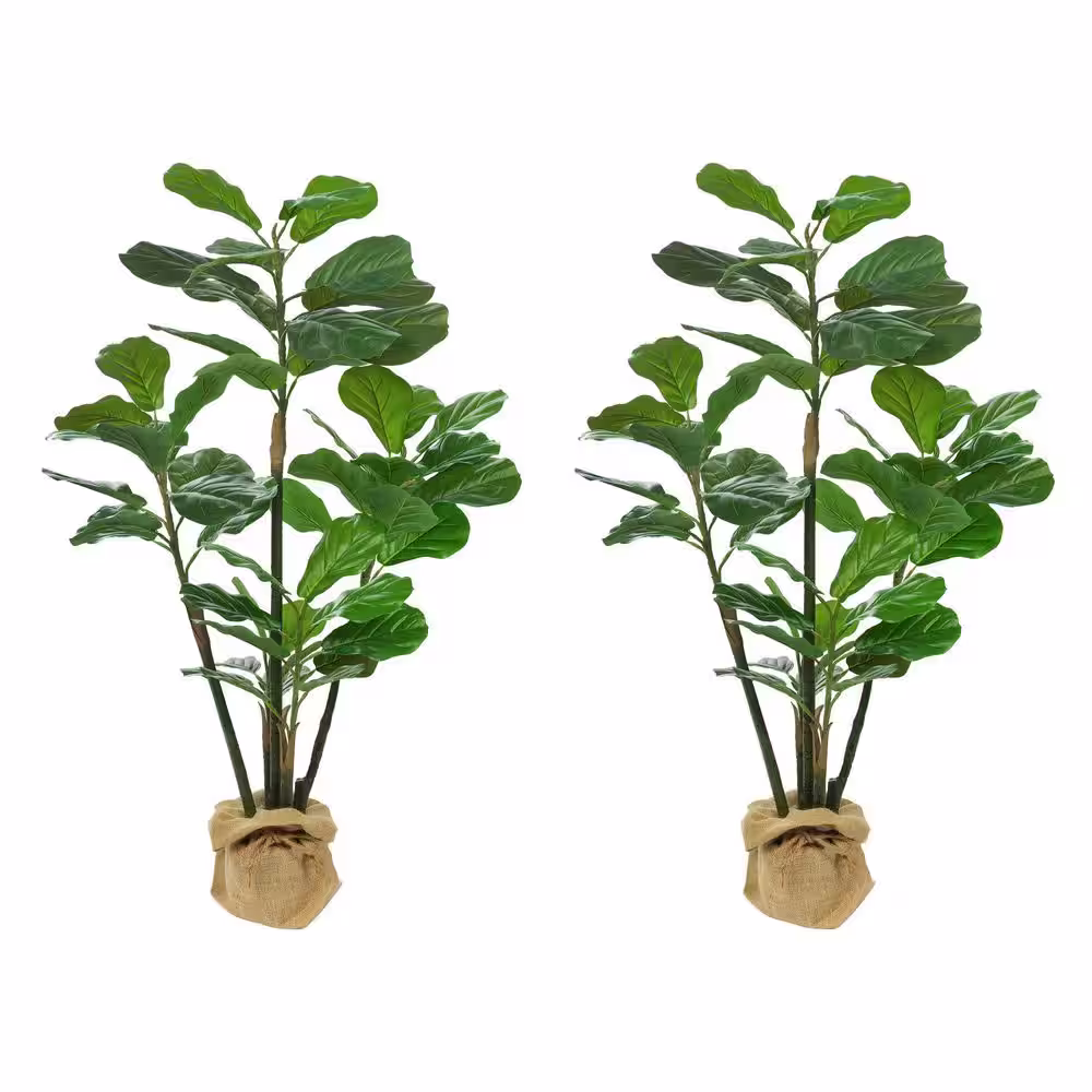 Vanity Art 47 .24 in. H Artificial Fiddle Leaf Fig Tree in Pot (Set of 2)
