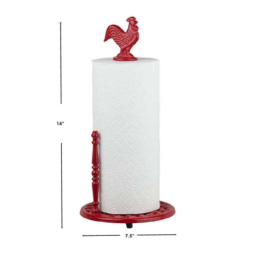 Home Basics Cast Iron Red Rooster Paper Towel Holder