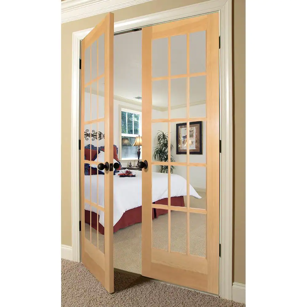 Builders Choice 32 in. Clear Pine 15 Lite French Interior Door Slab