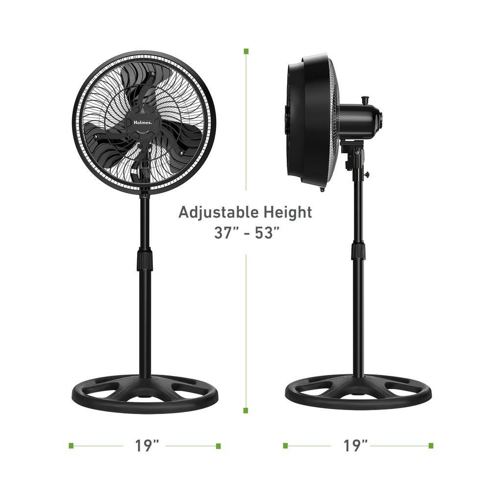 Holmes Outdoor 16 in. Oscillating Misting Stand Fan Black 3 Speed with Adjustable Height and GFCI Plug