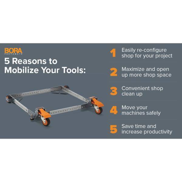 BORA Steel Heavy Duty 650 lb. Capacity Universal Mobile Base
