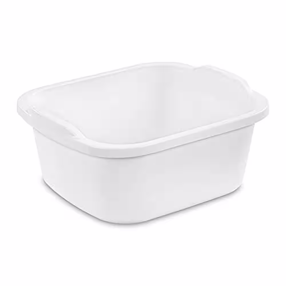 Sterilite 12 Qt. Durable Reinforced Plastic Kitchen Dishpan, White (8-Pack)