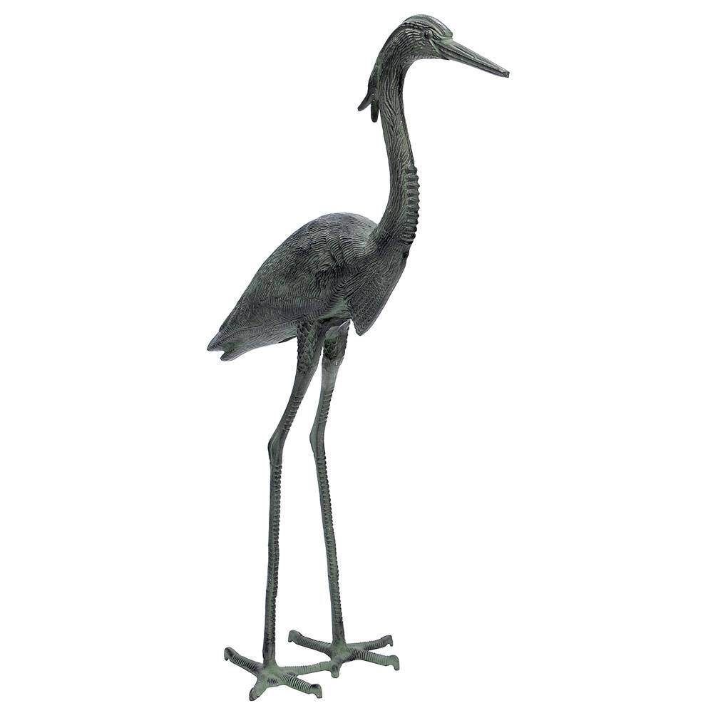 Achla Designs Stately Great Blue Heron, 43 in. Tall Blue-Grey Verdi Painted Finish