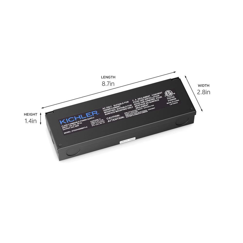 KICHLER Textured Black 6TD 24V 60W Direct Wire Dimmable Power Supply Transformer
