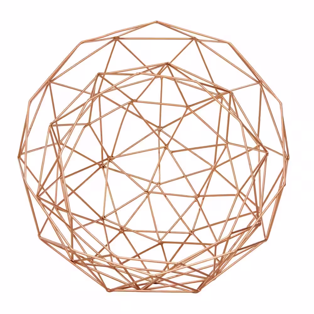None Gold Metal Wire Geometric Decorative Tray (Set of 2)