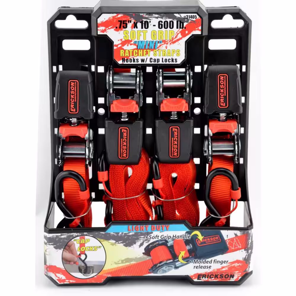 Erickson 10 ft. x 3/4 in. Mini Ratchet with Cap Locks