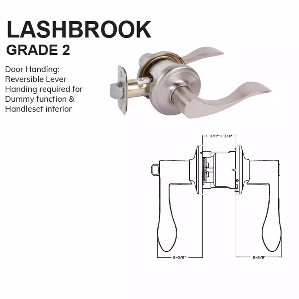 None Brass Grade 2 Lashbrook Passage (Hall/Closet) Lever Bright
