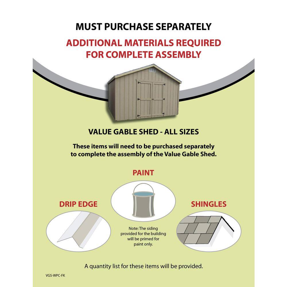 LITTLE COTTAGE CO. Value Gable 10 ft. x 10 ft. Wood Shed Precut Kit with Floor
