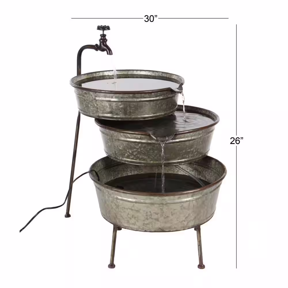 Litton Lane Gray Indoor and Outdoor Fountain with Spigot style