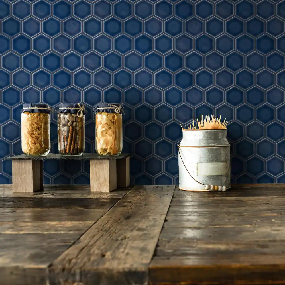 Merola Tile Hudson 2 in. Due Hex Denim Blue 11-1/4 in. x 12-1/2 in. Porcelain Mosaic Tile (10.0 sq. ft./Case)