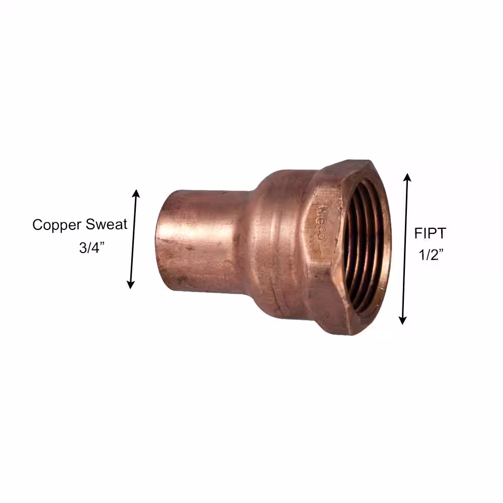 Everbilt 3/4 in. x 1/2 in. Copper Pressure Cup x Female Adapter Fitting