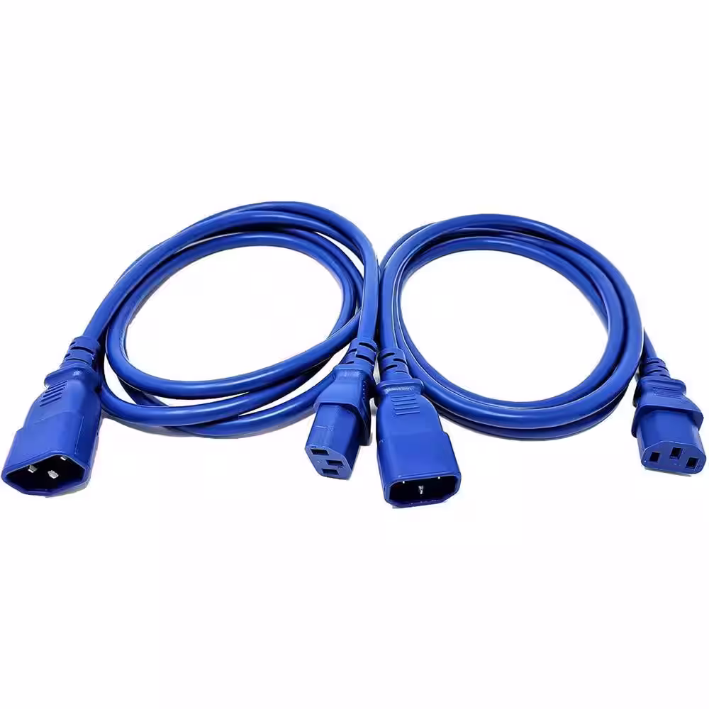 Micro Connectors, Inc 6 ft. 18 AWG AC Power Extension Cord UL Approved C13 to C14 in Blue (2 per Box)