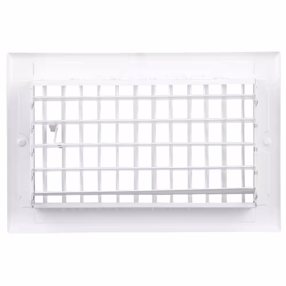 Everbilt 10 in. x 6 in. 1-Way Steel Adjustable Wall/Ceiling Register in White