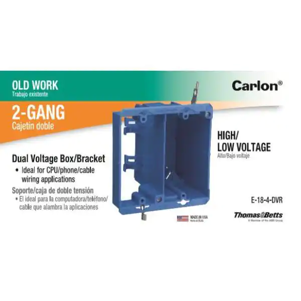 Carlon 2-Gang PVC Old Work Dual-Voltage Box/Bracket