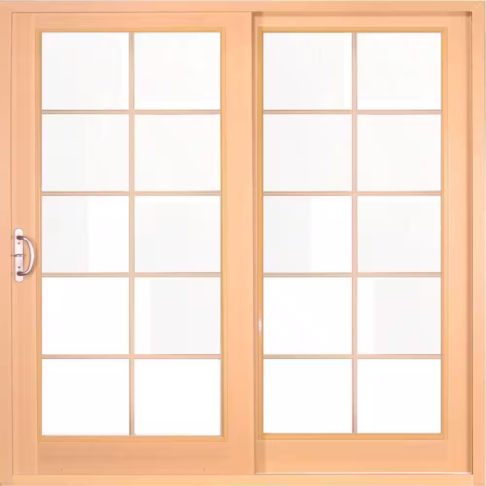 MP Doors 60 in. x 80 in. Woodgrain Interior and Smooth White Exterior Right-Hand Composite PG50 Sliding Patio Door, 10-Lite SDL