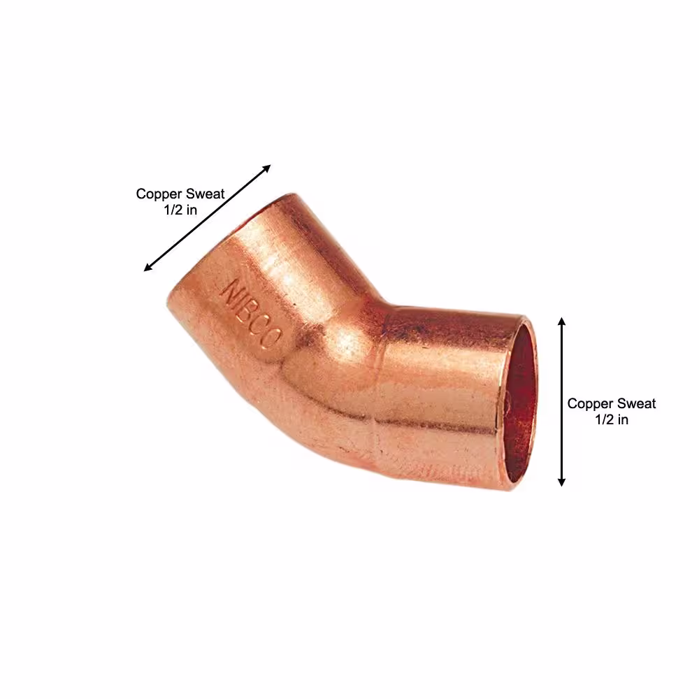 Everbilt 1/2 in. Copper Pressure 45-Degree Cup x Cup Elbow Fitting