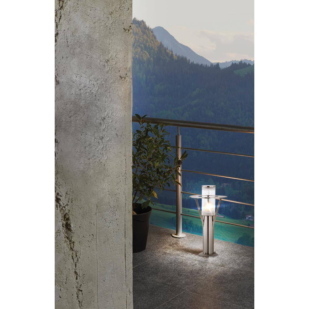 Eglo Belfast 9 in. W x 15.75 in. H 1-Light Stainless Steel Outdoor Path Light with Clear Glass