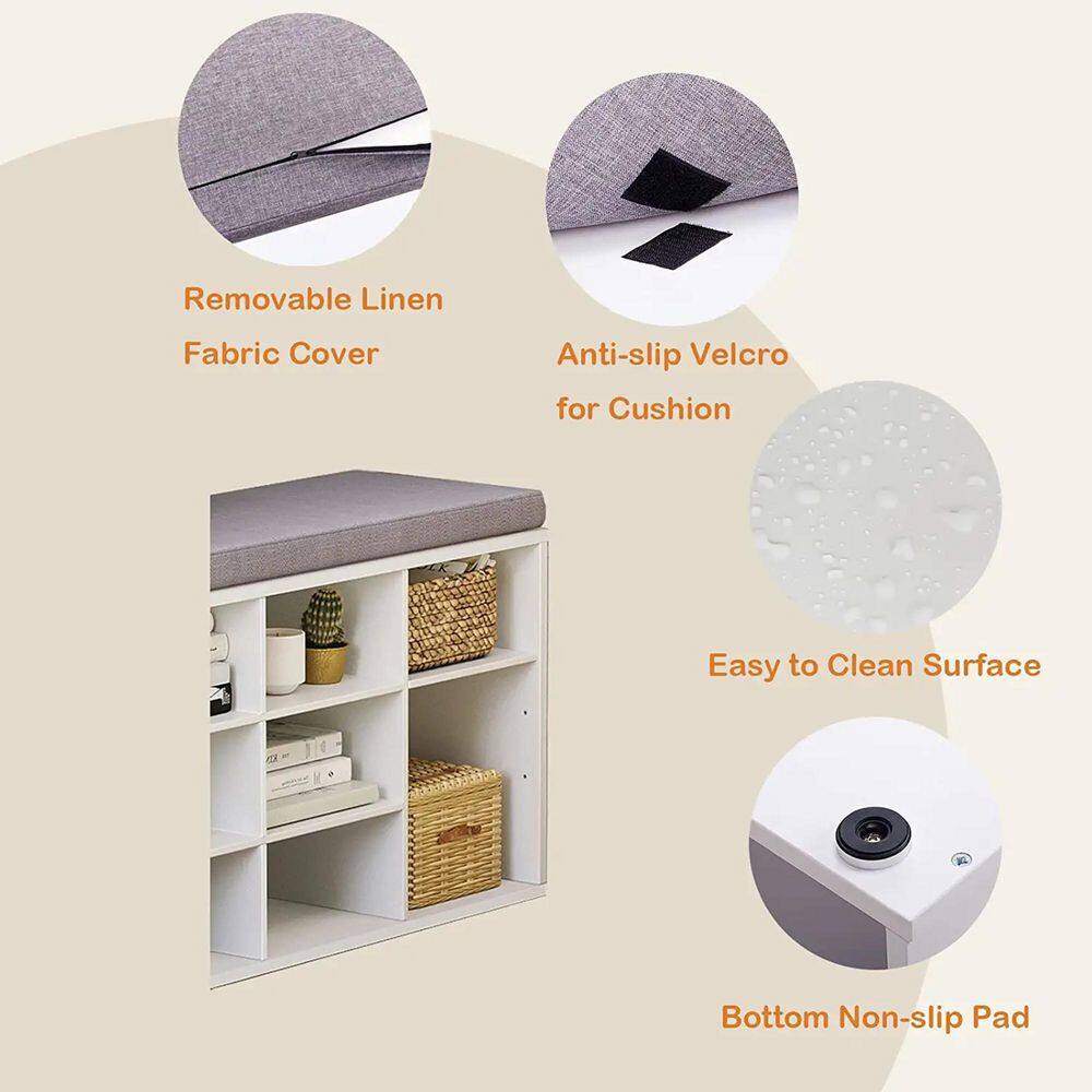 None 18.9 in. H 9-Pair 4-Tier White Wood Shoe Rack