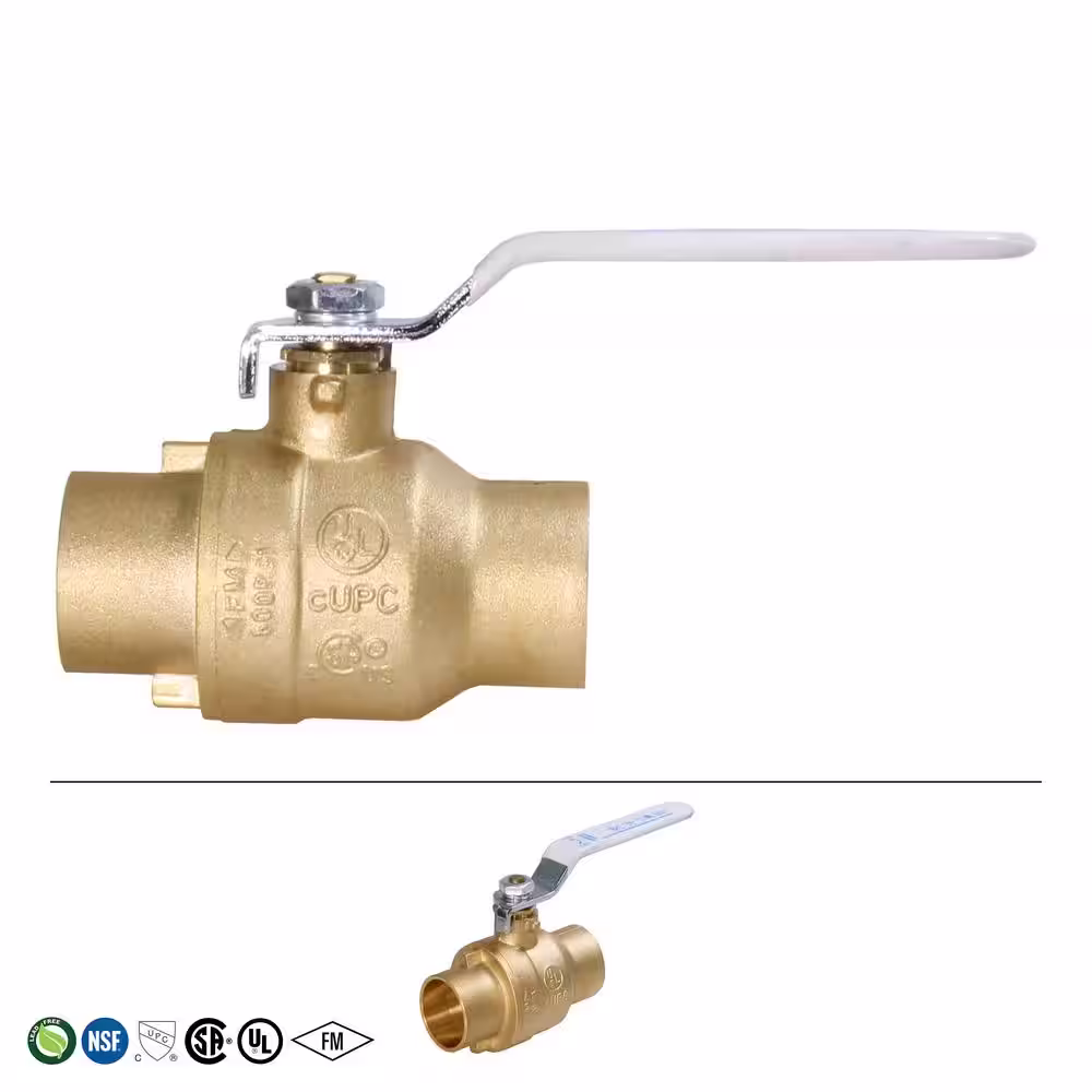 The Plumber's Choice 1-1/4 in. SWT x 1-1/4 in. SWT Premium Brass Full Port Ball Valve (12-Pack)