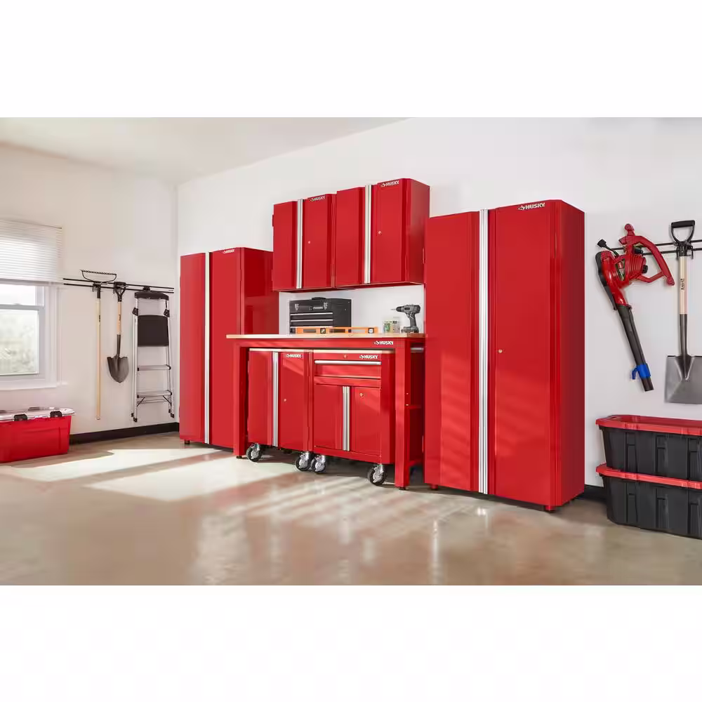 Husky 7-Piece Ready-to-Assemble Steel Garage Storage System in Red (145 in. W x 98 in. H x 24 in. D )
