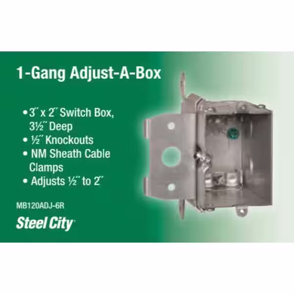 Steel City 1-Gang 20 cu. in. New Work Adjustable Metal Electrical Wall Box