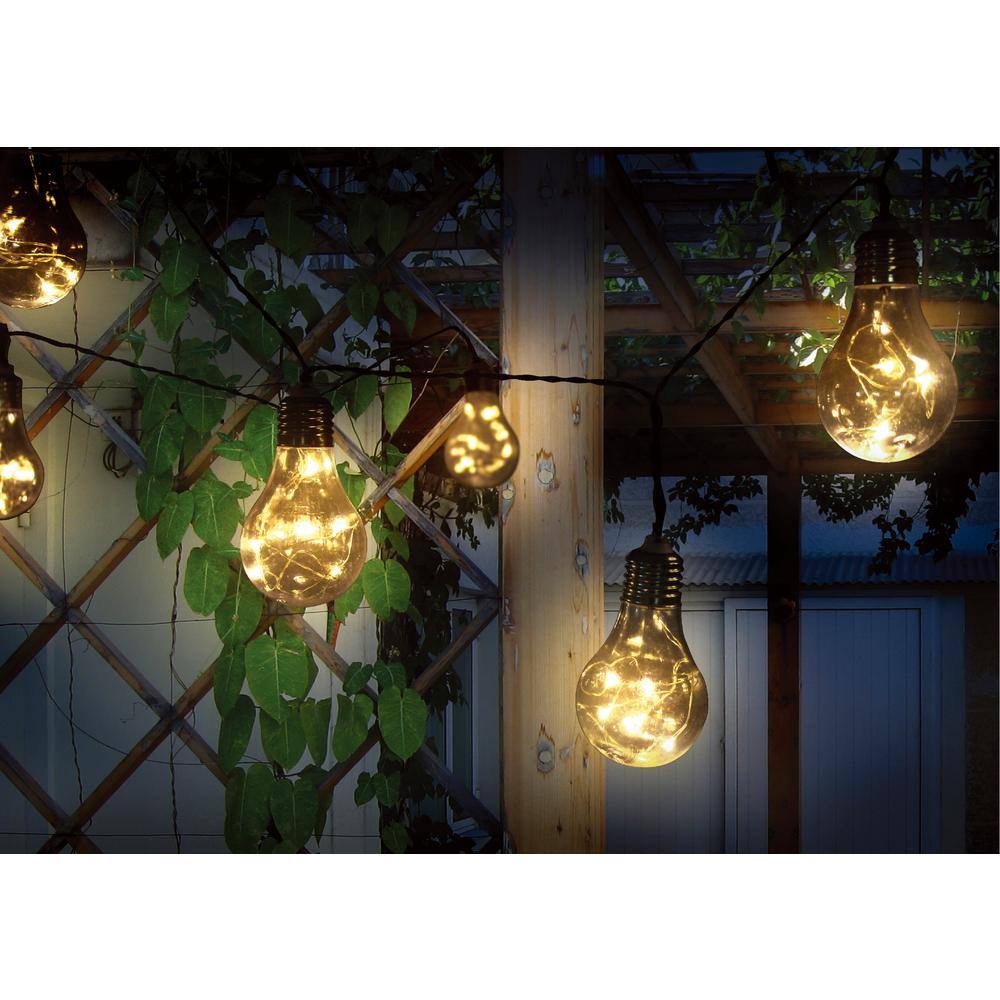 NATURE POWER Outdoor 64 in. Solar LED Edison Integrated LED String Lights