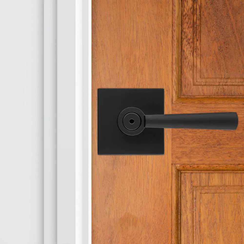 Baldwin Prestige Spyglass Matte Black Bed/Bath Door Handle with Microban Antimicrobial Technology