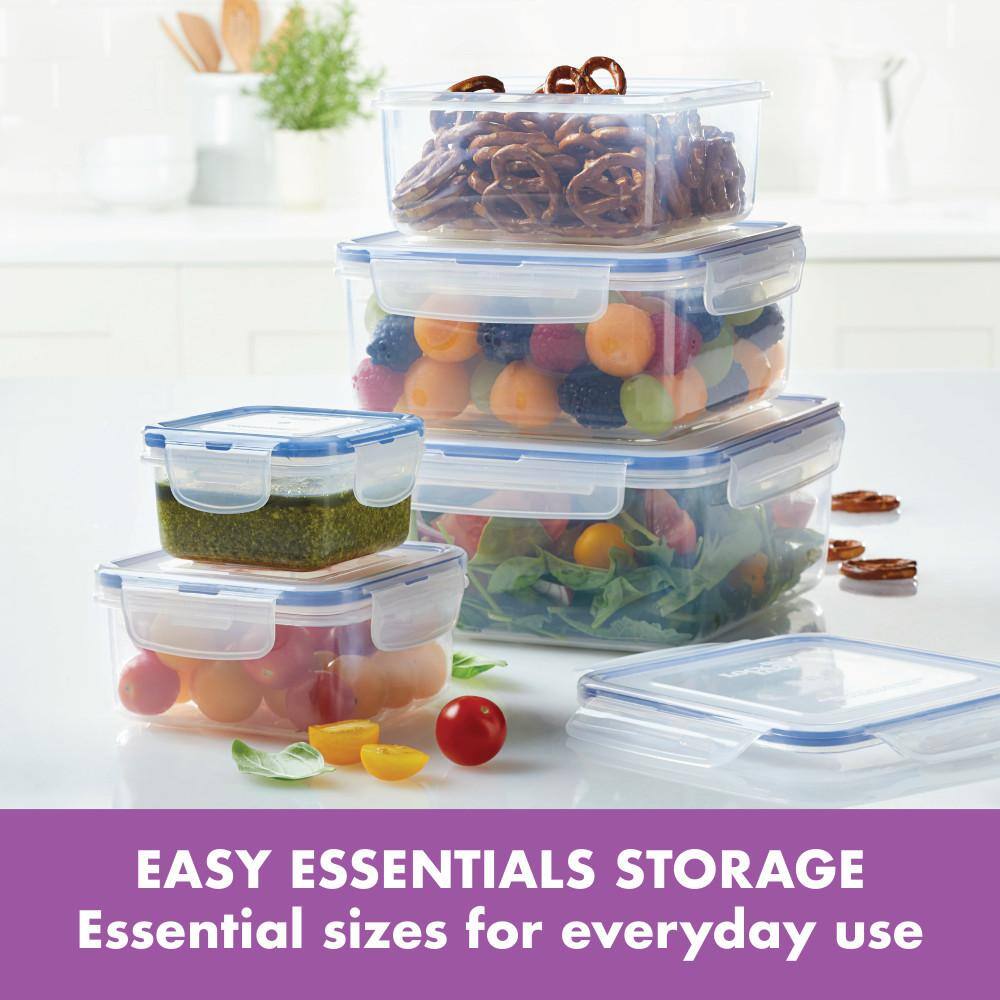 LOCK & LOCK Easy Essentials 10-Piece Square Food Storage Container Set,