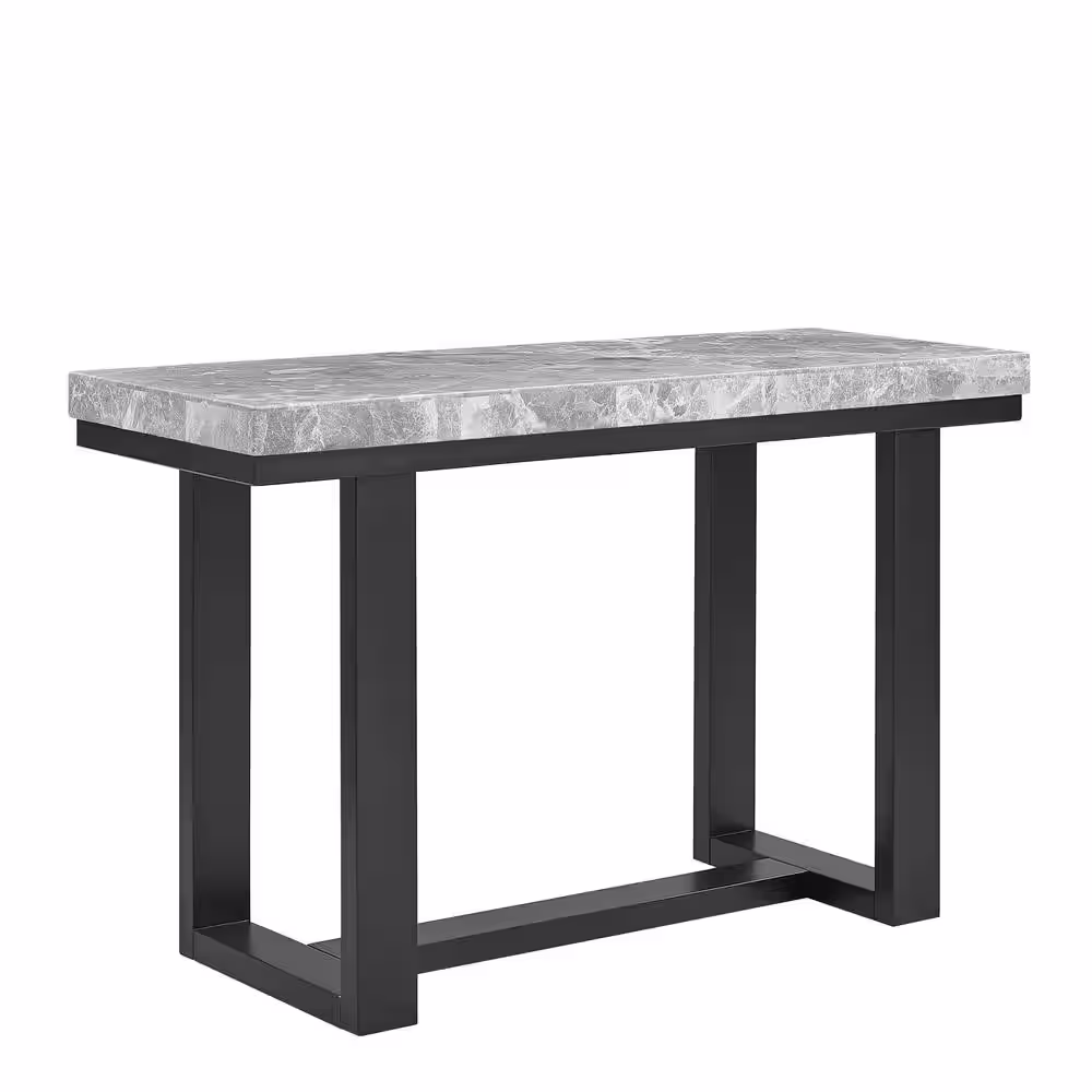 Steve Silver Lucca 48 in. L x 30 in. H Espresso Rectangle Gray Marble Top Sofa or Console Table