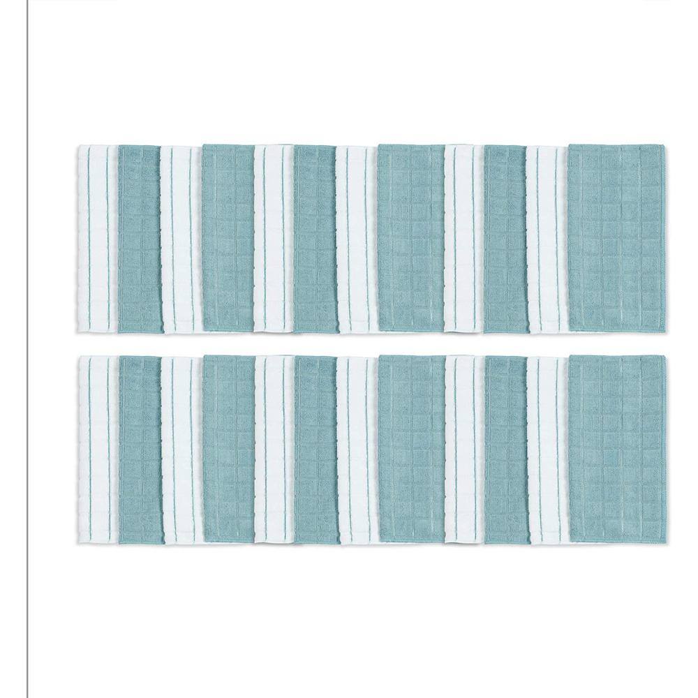 None 12 in. x 12 in. 24-Pack Microfiber Washcloths Checkered Topaz