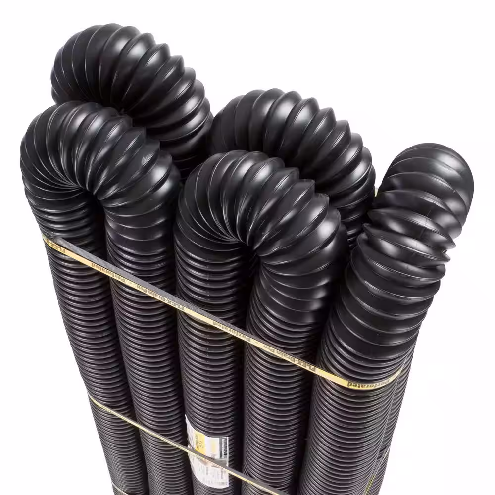 Amerimax Home Products FLEX Drain Pro 4 in. x 50 ft. Black Copolymer Polyethylene Perforated Drain Pipe