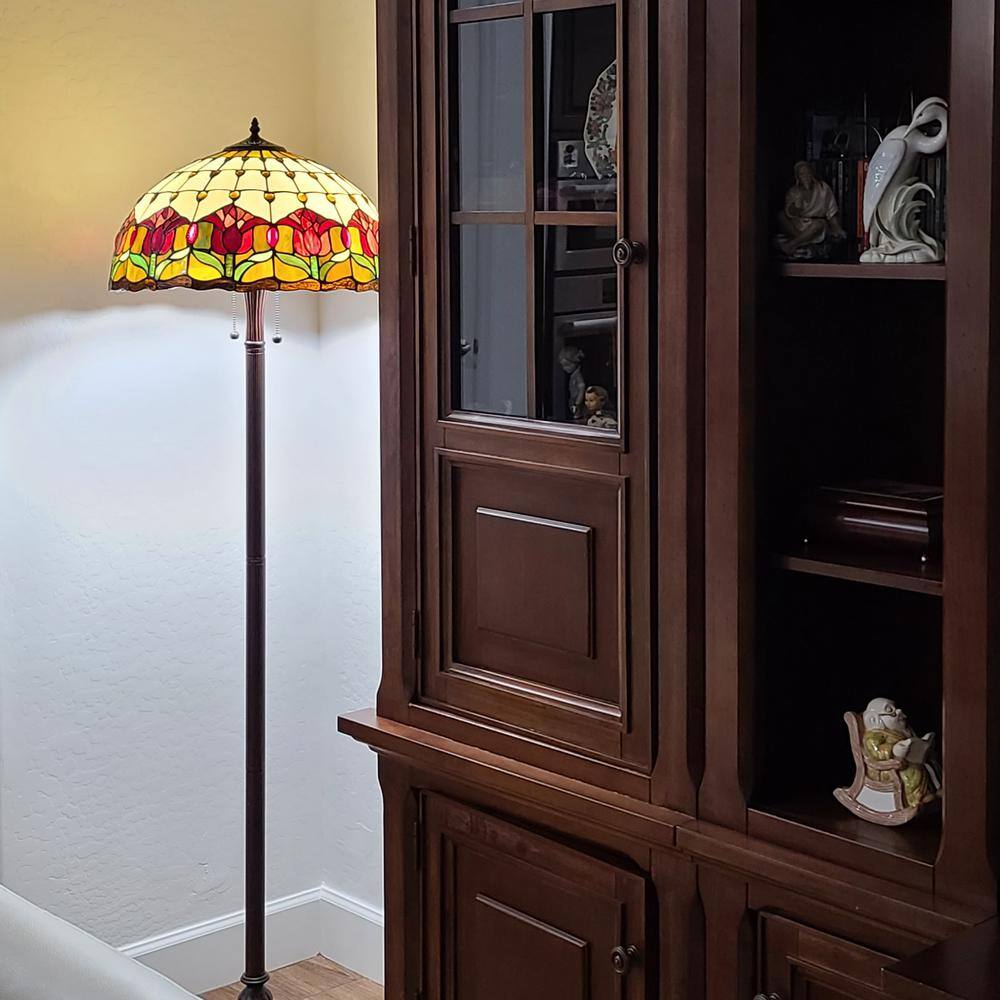 Amora Lighting 18 in. Tiffany Style Tulips Floor Lamp