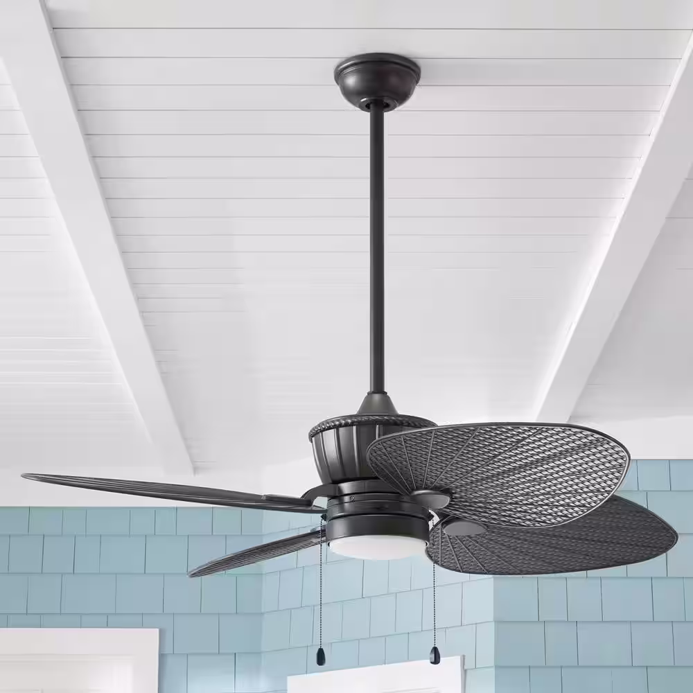 Home Decorators Collection Pompeo 52 in. Integrated LED Indoor/Outdoor Natural Iron Ceiling Fan with Light Kit