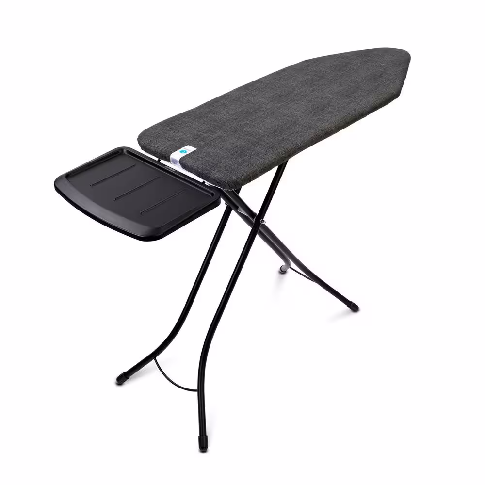 Brabantia Ironing Board C 49 x 18 In with Solid Steam Unit Holder, Denim Black Cover and Black Frame