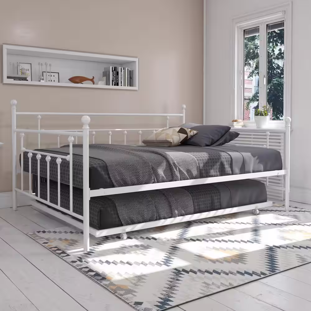 DHP Mia Queen Daybed and Full Trundle Set, White