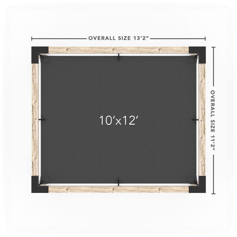 TOJA GRID 10 ft. L x 12 ft. W Pergola Kit with Crimson Shade Sail, 6x6 Wood