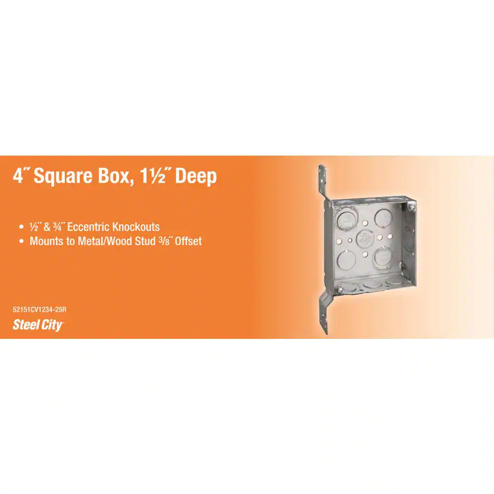 None 4 in. Square Metal Box with Bracket