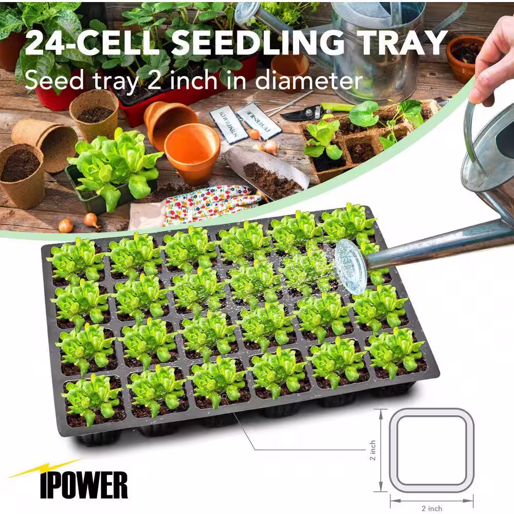 None Heating Seed Starter Germination Kit Seedling Propagation Tray with Heater and 5 in. Vented Humidity Dome (2-Pack)