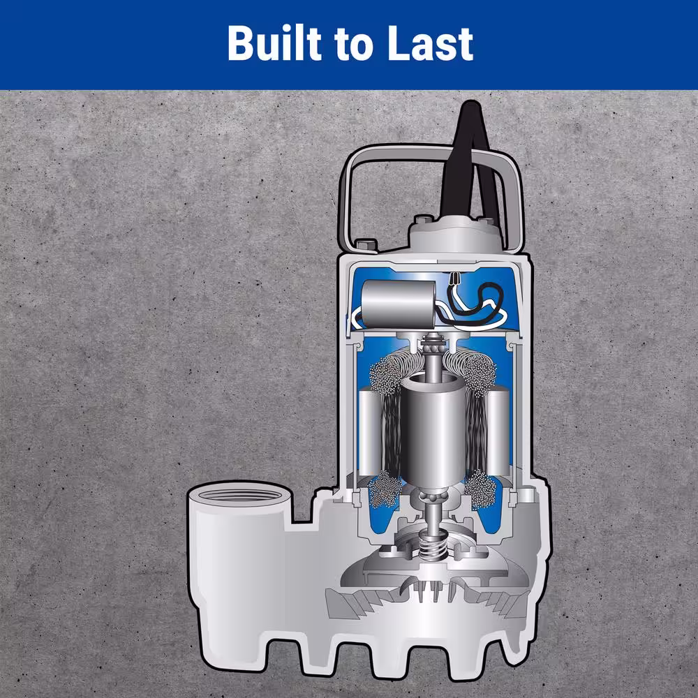 Basement Watchdog 1/2 HP Cast Iron Submersible Sump Pump with Vertical Switch
