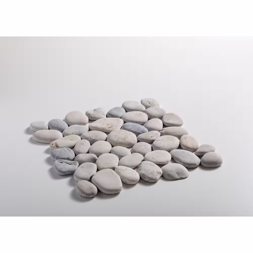 TILE CONNECTION Classic Pebble Tile Light Grey 11-1/4 in. x 11-1/4 in. x 12.7mm Mesh-Mounted Mosaic Tile (9.61 sq. ft. / case)