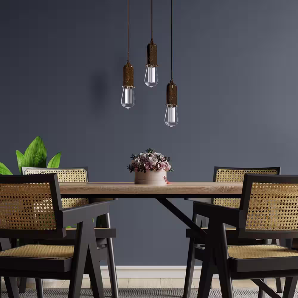 Feit Electric 60-Watt Equivalent ST19 Dimmable White Filament Clear Glass E26 Vintage Edison LED Light Bulb, Daylight 5000K