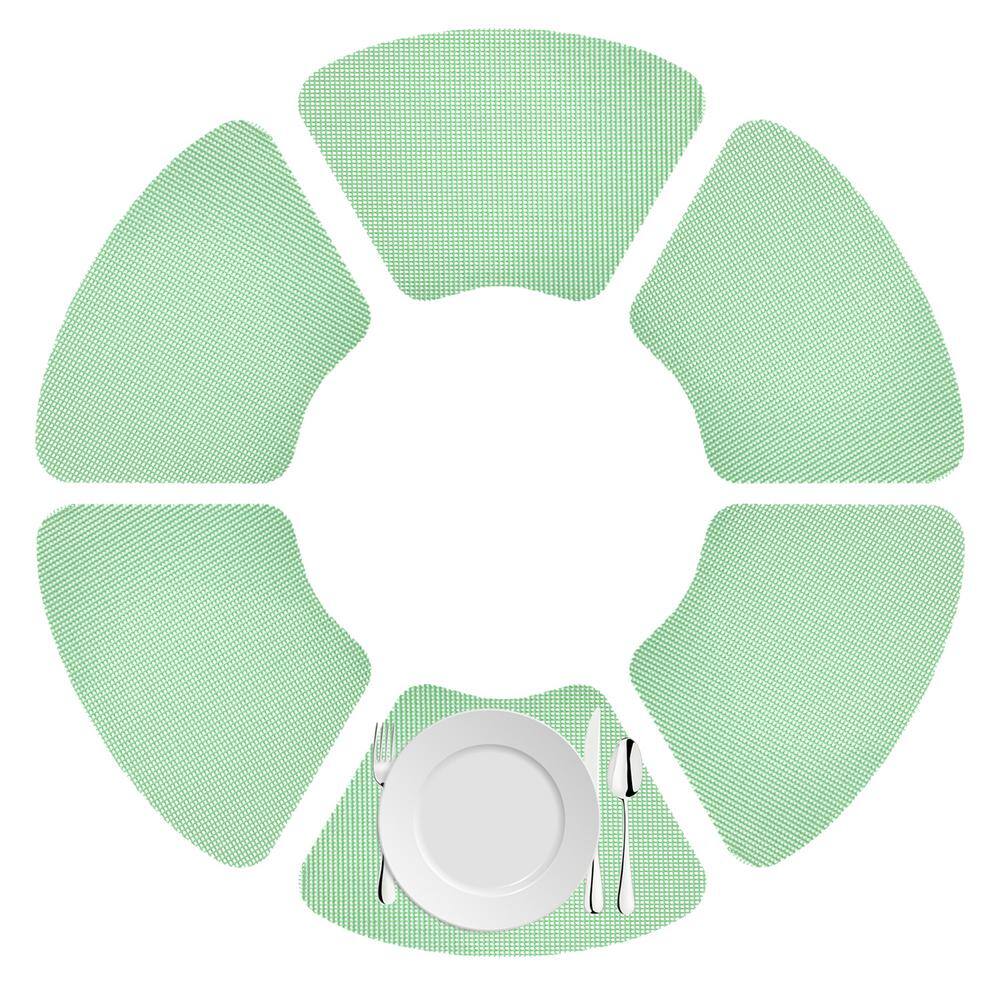 Kraftware Fishnet 19 in. x 13 in. Green Ash PVC Covered Jute Wedge Placemat (Set of 6)