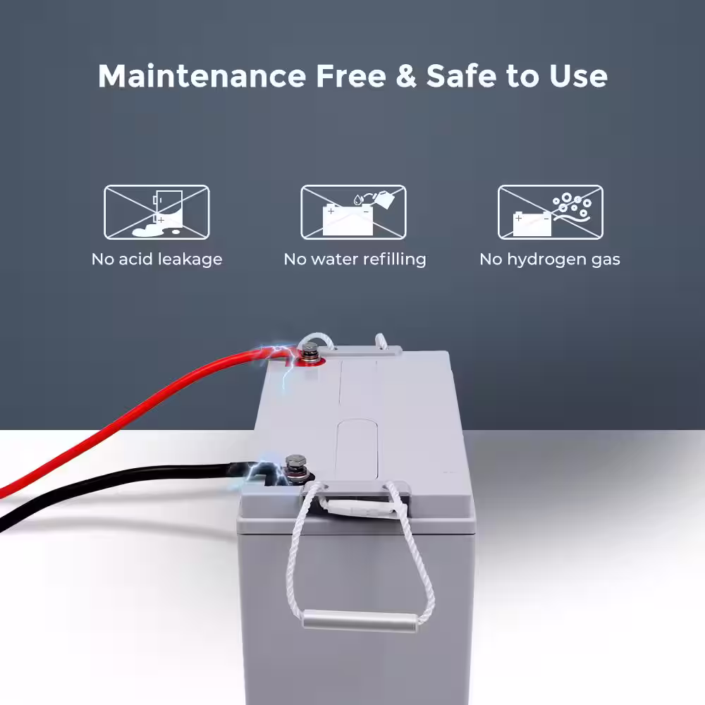 Renogy Deep Cycle AGM Battery 12-Volt 100Ah Safe Charge Most Home Appliances for RV, Off-Grid Solar System, Maintenance-Free
