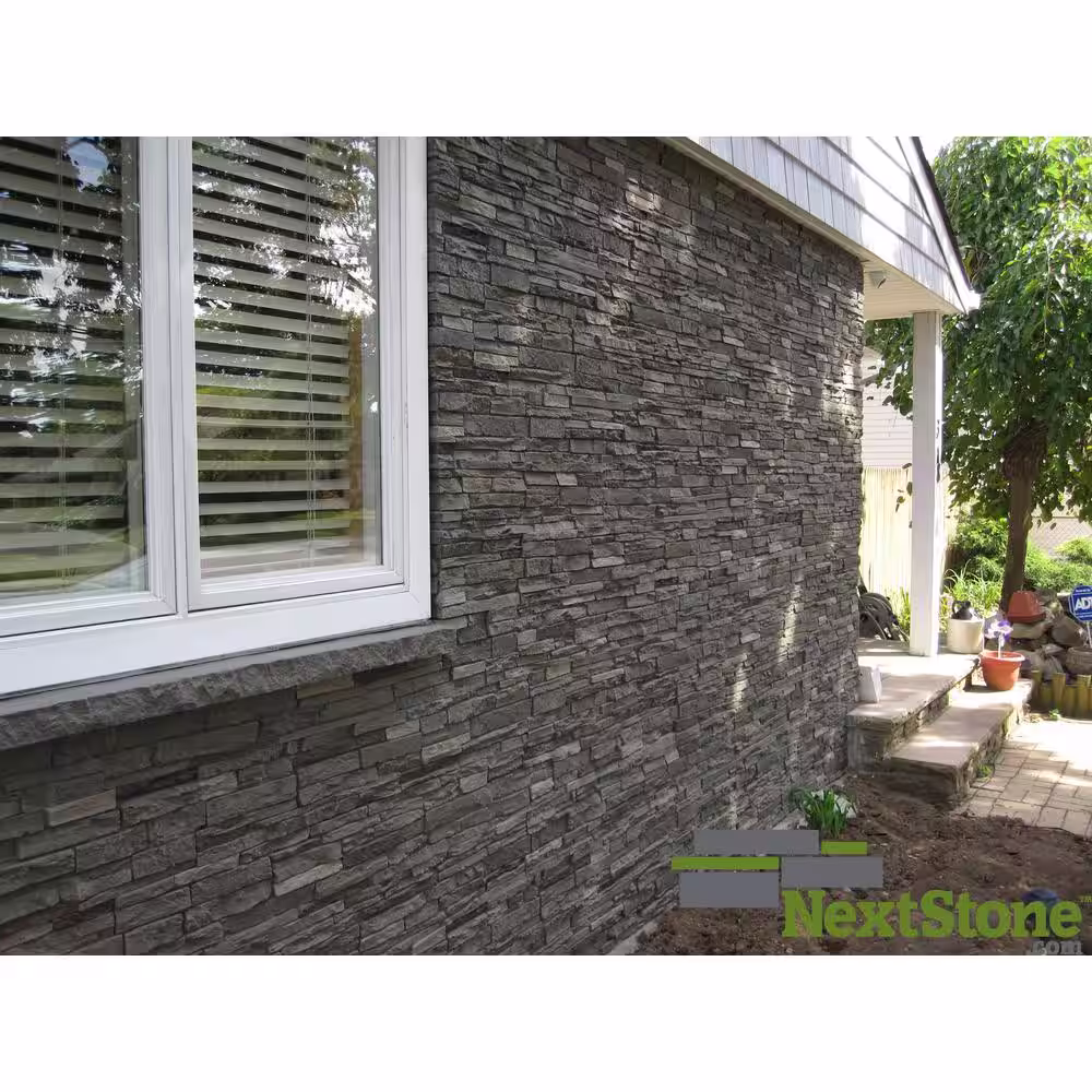 NextStone Slatestone Large 15.5 in. x 43 in. Polyurethane Faux Stone Panel in Pewter